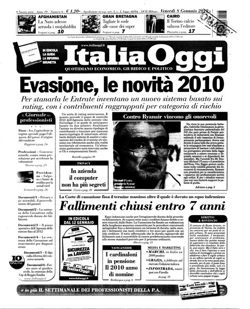 Italia oggi : quotidiano di economia finanza e politica